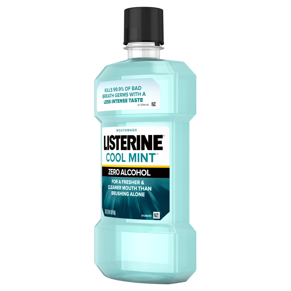 Listerine Mouthwash Cool Mint Zero Alcohol Front Right Elevated