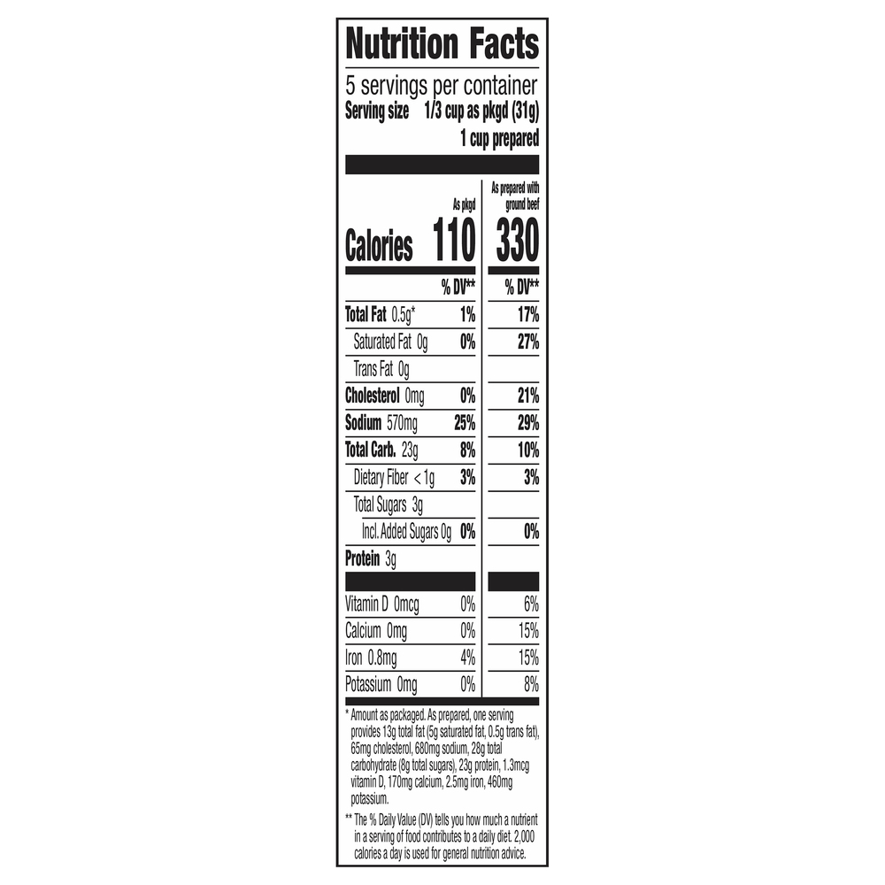 Hamburger Helper Beef Stroganoff Deluxe Nutrition Facts