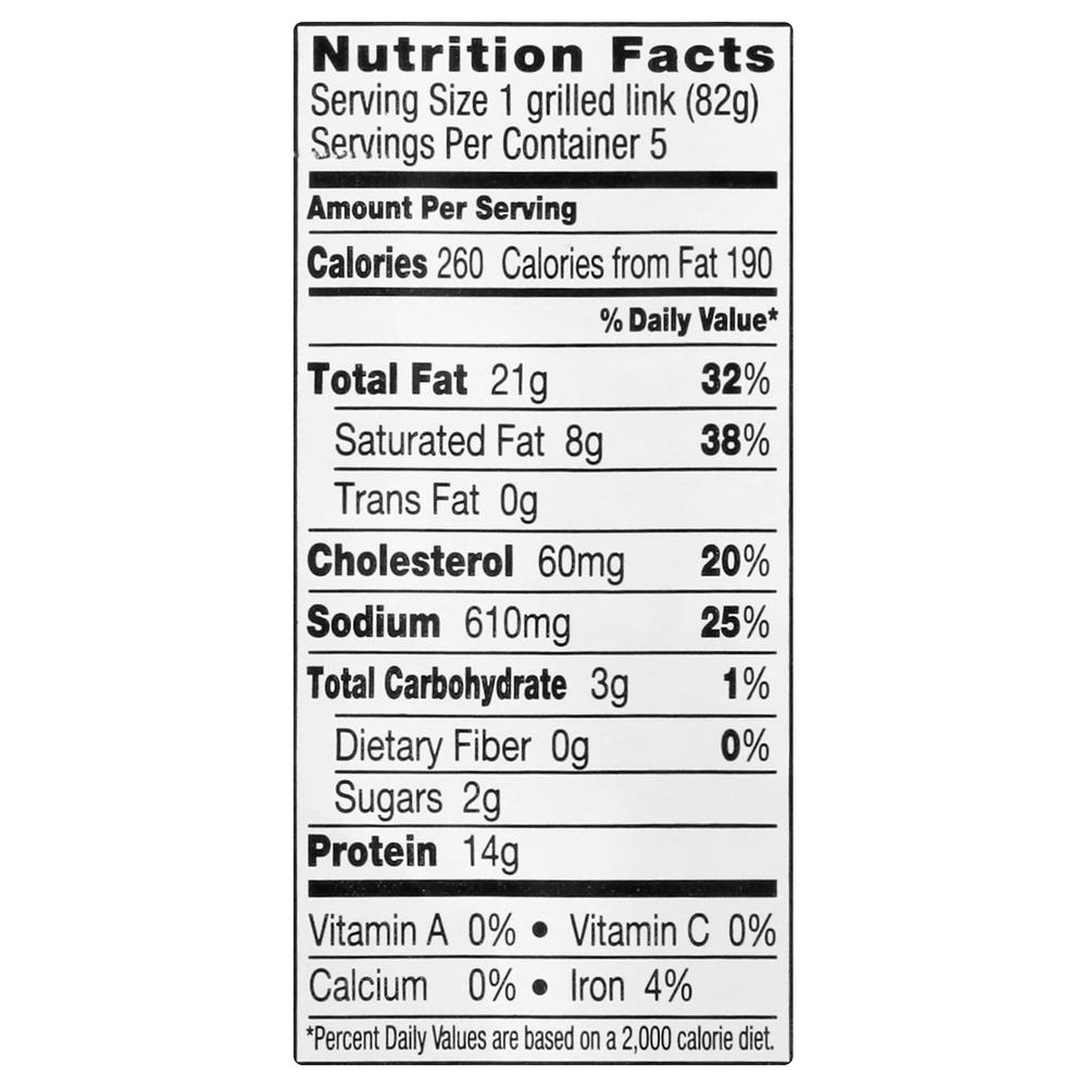 Johnsonville Italian Sausage, SweetNutritionFacts