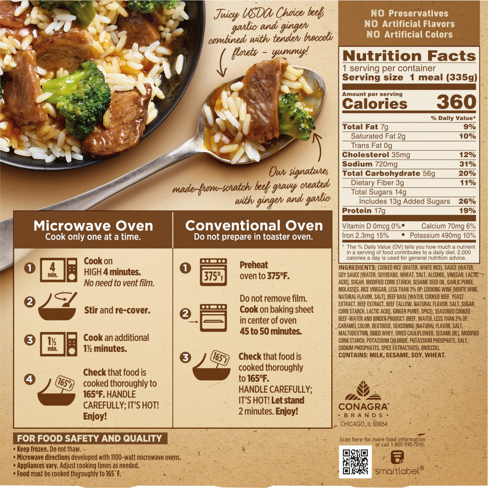 Marie Callender's Beef & Broccoli, Tender Ginger, Bowl-Planogram-Back