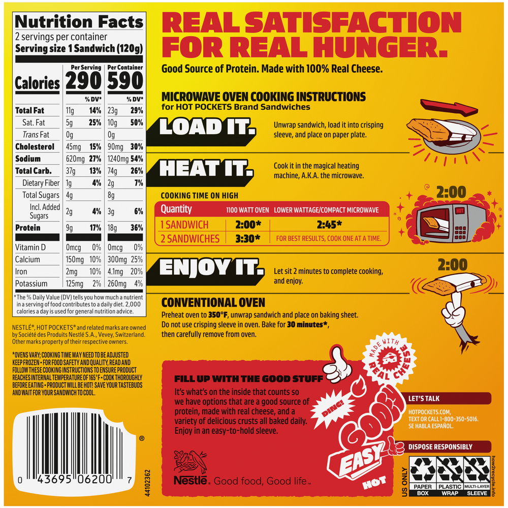 Hot Pockets Applewood Bacon, Egg & Cheese Frozen SandwichesPlanogramBack
