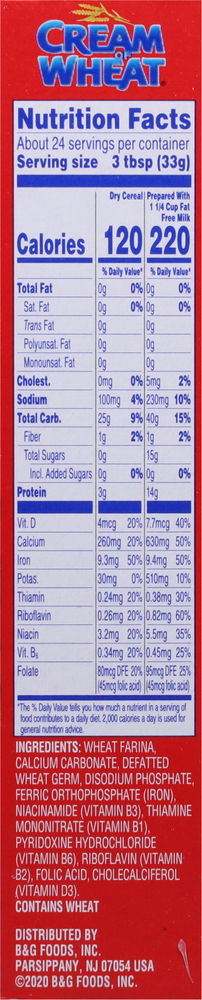 Cream of Wheat Hot Cereal, OriginalPlanogramRight