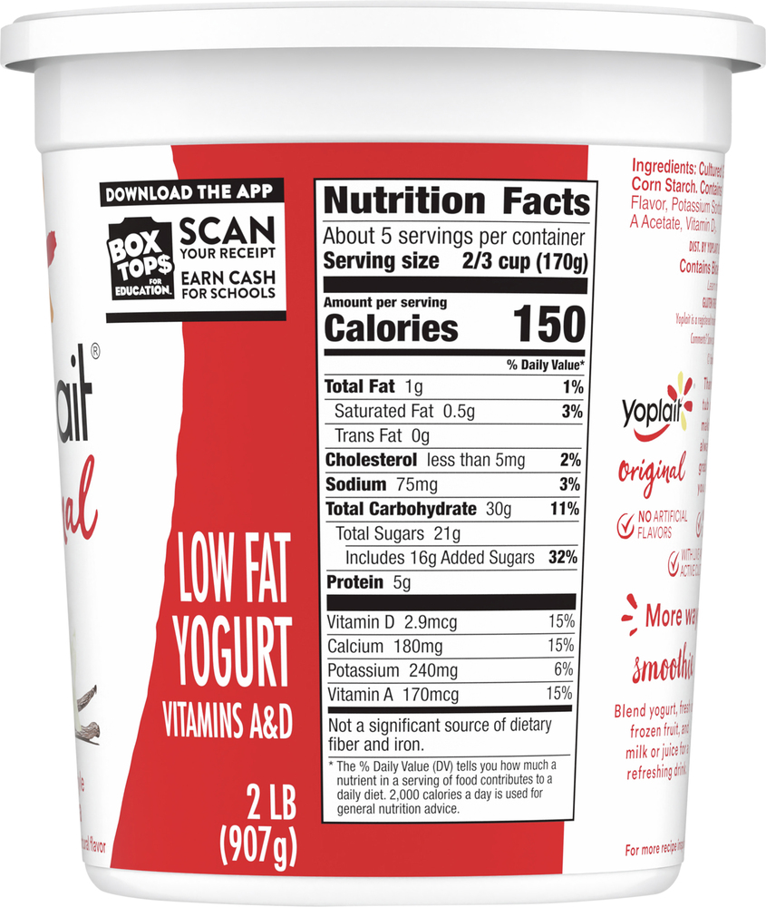 Yoplait Original Yogurt, Low Fat, Vanilla, Smooth StylePlanogramRight