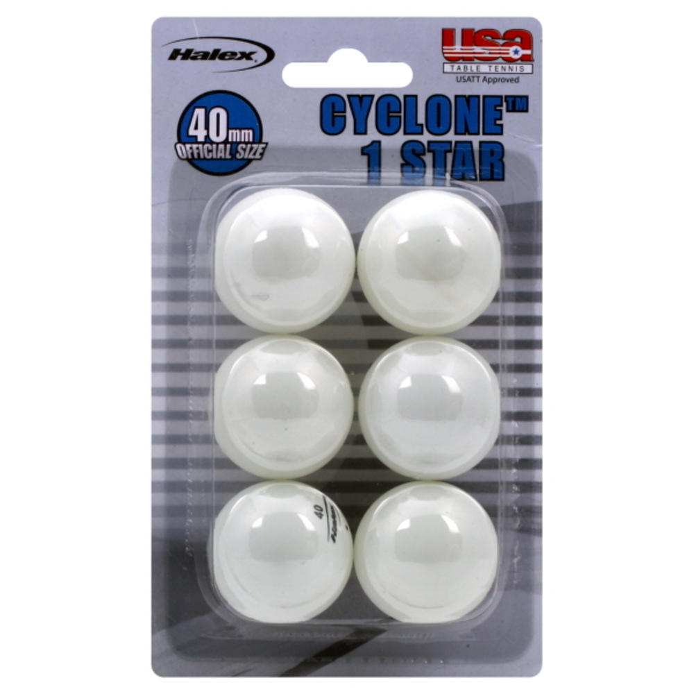 Halex Cyclone 1 Star Table Tennis Balls, 40 mm