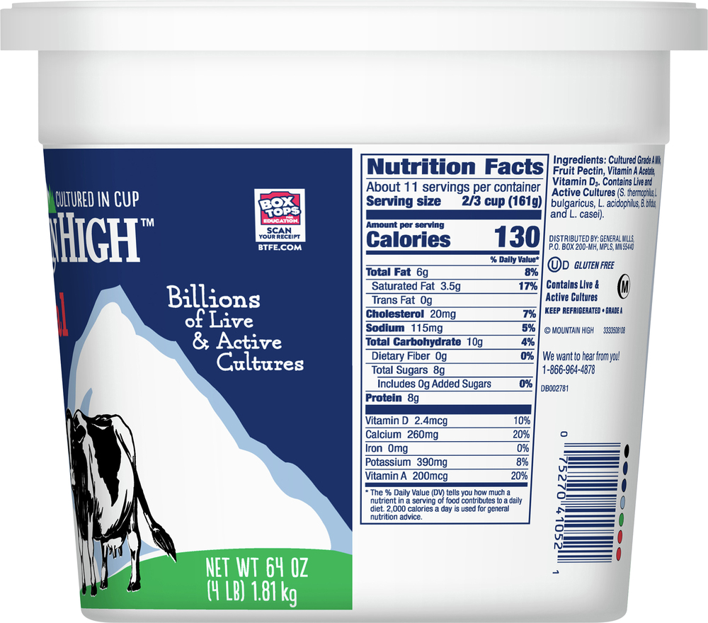 Mountain High Yogurt, Plain, Original, Whole MilkPlanogramRight
