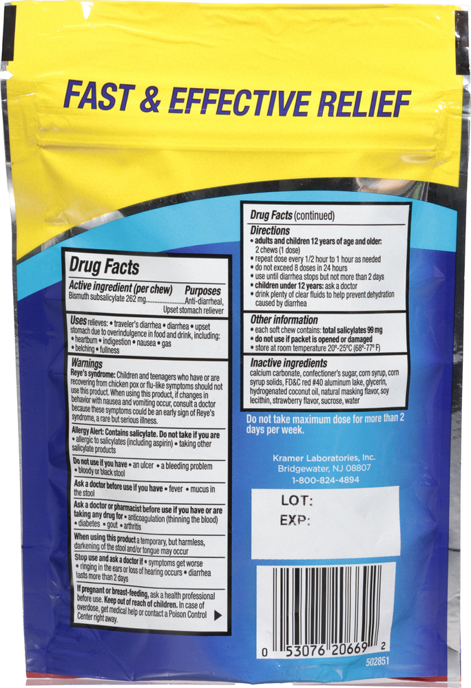 Kaopectate Diarrhea Upset Stomach Strawberry Flavor Soft Chews