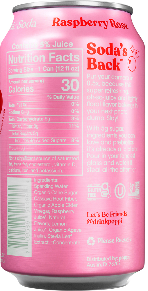 Poppi Raspberry Rose Prebiotic Soda