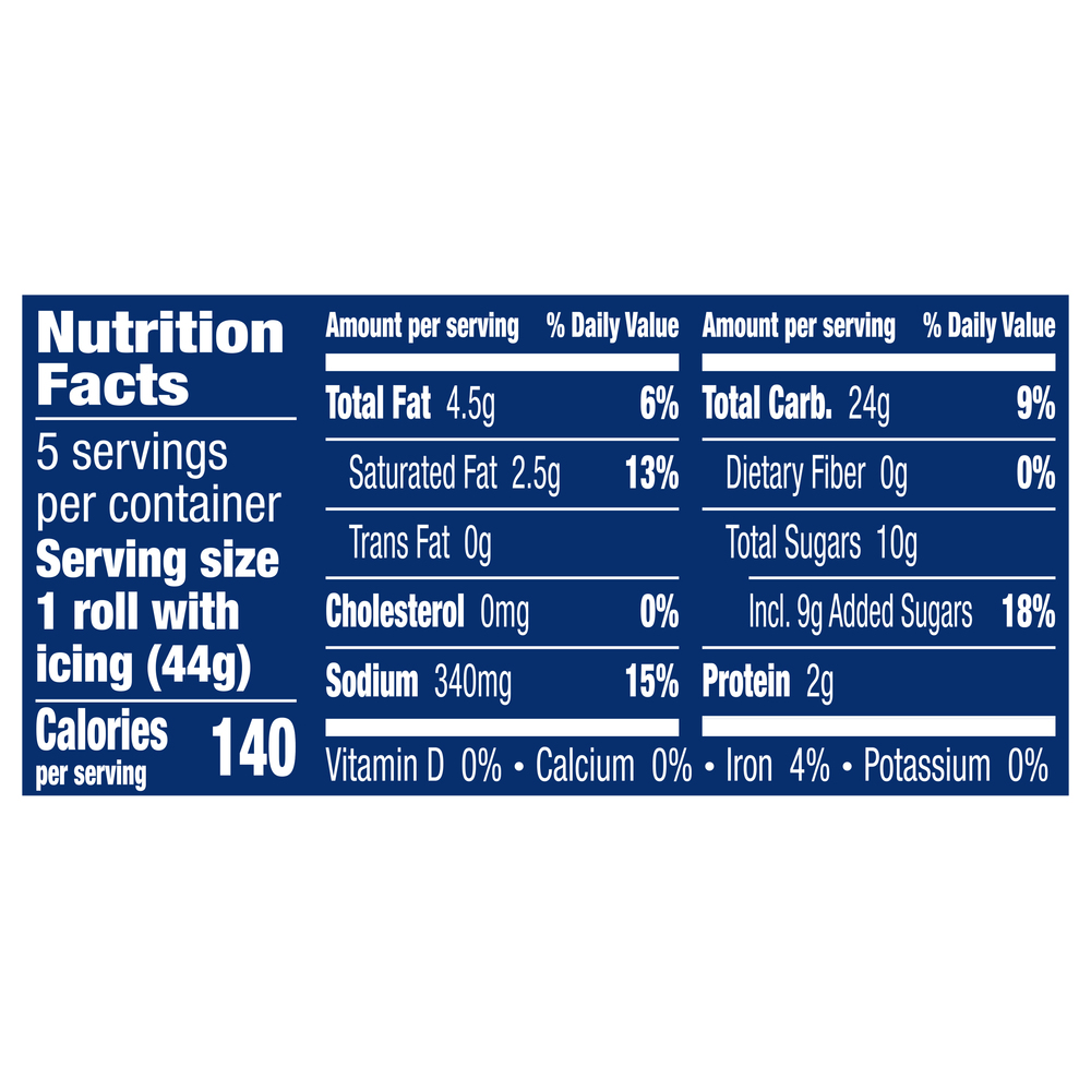 Pillsbury Cinnamon Rolls Original Icing Nutrition Facts
