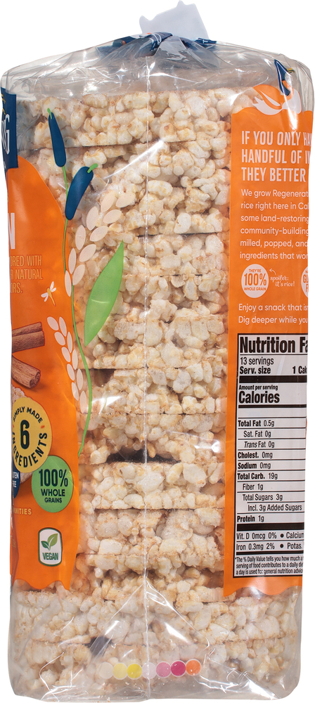 Lundberg Family Farms Rice Cakes, Whole Grain, Organic, Cinnamon Toast