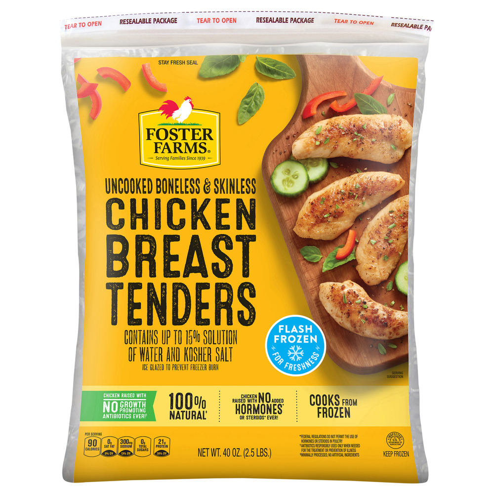 FOSTER FARMS Uncooked Boneless & Skinless Chicken Breast TendersMain