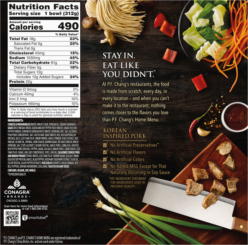 P.F. Chang's Home Menu Korean Inspired Pork