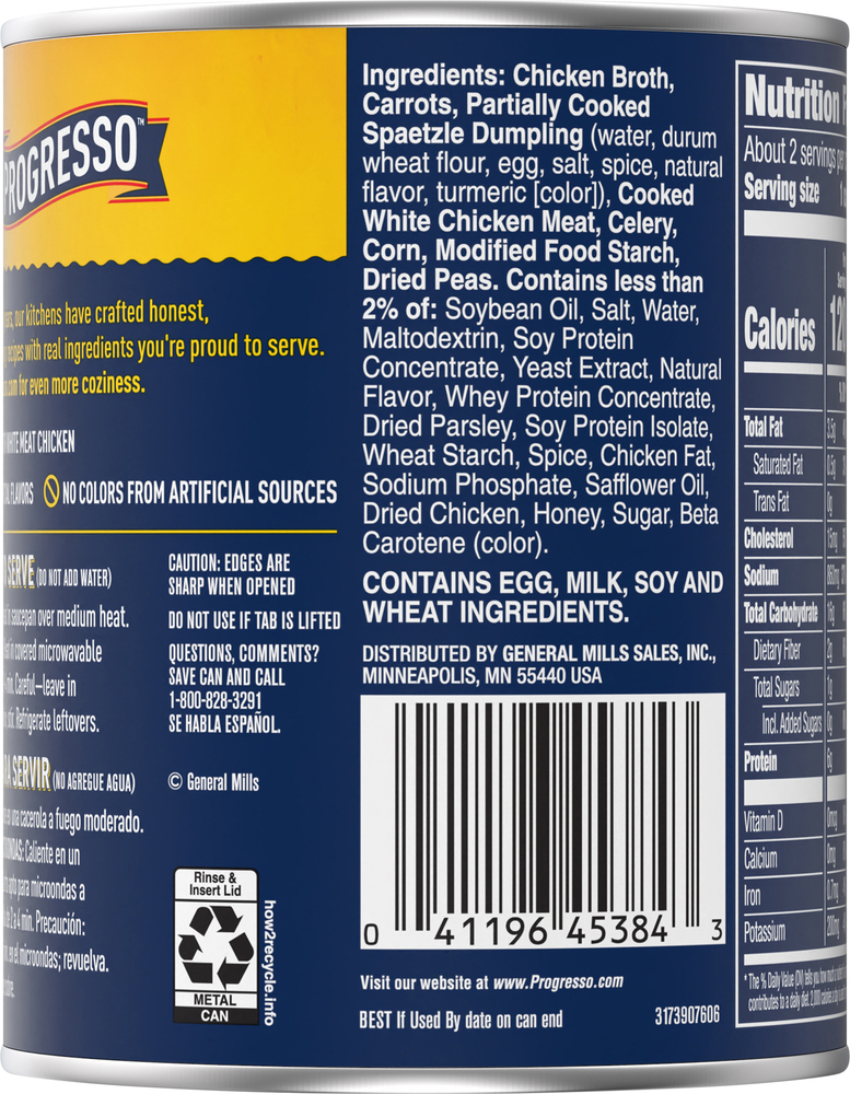 Progresso soup hearty chicken pot pie style with dumplings rich