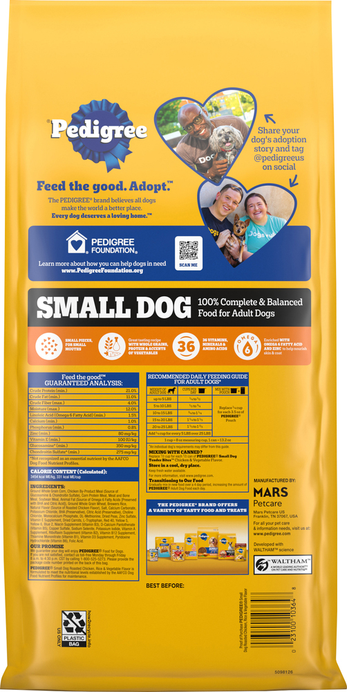 Pedigree Roasted Chicken Rice Vegetable Small Dog Dry Food 3.5lbs