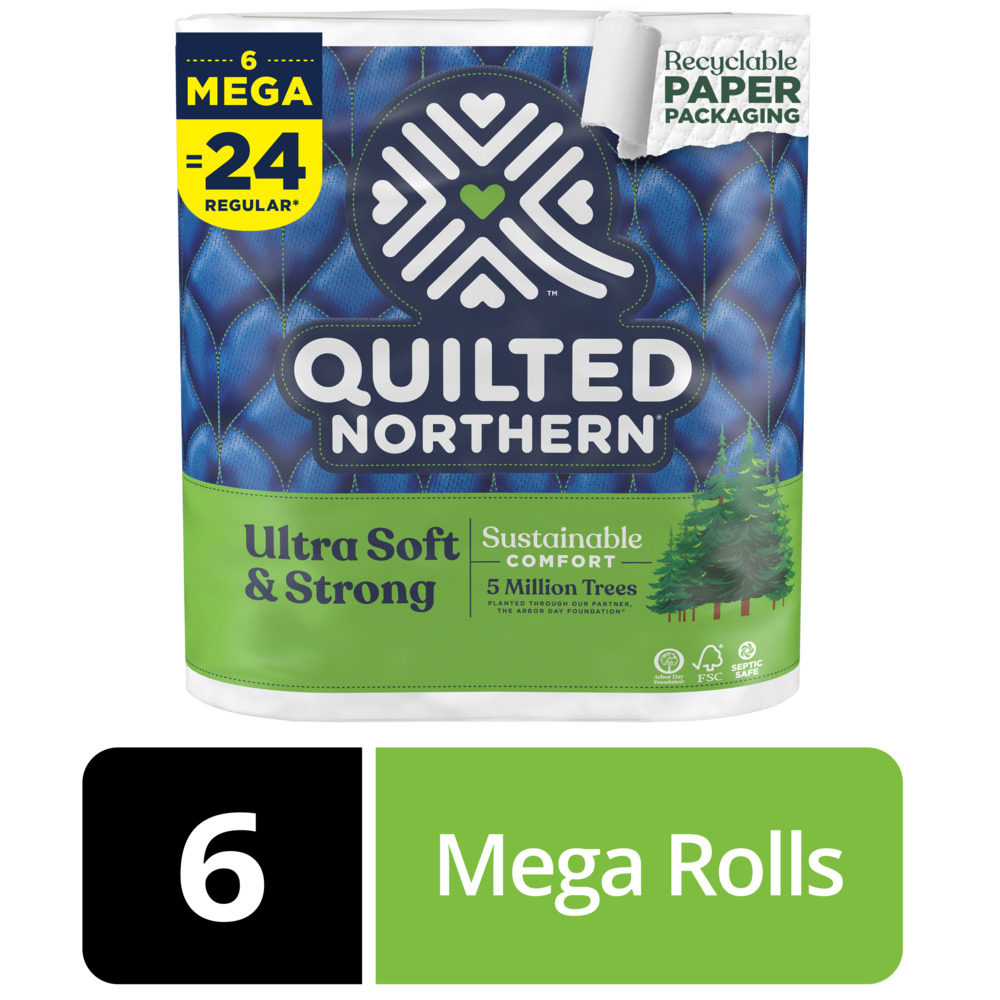 QUILTED NORTHERN Toilet Paper, Unscented, Mega Rolls, 2-Ply-Ecom
