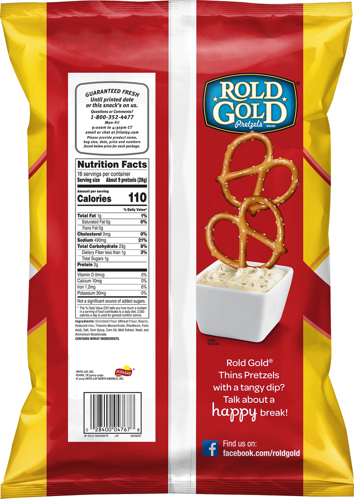 Rold Gold Pretzels, Original, ThinsPlanogramBack