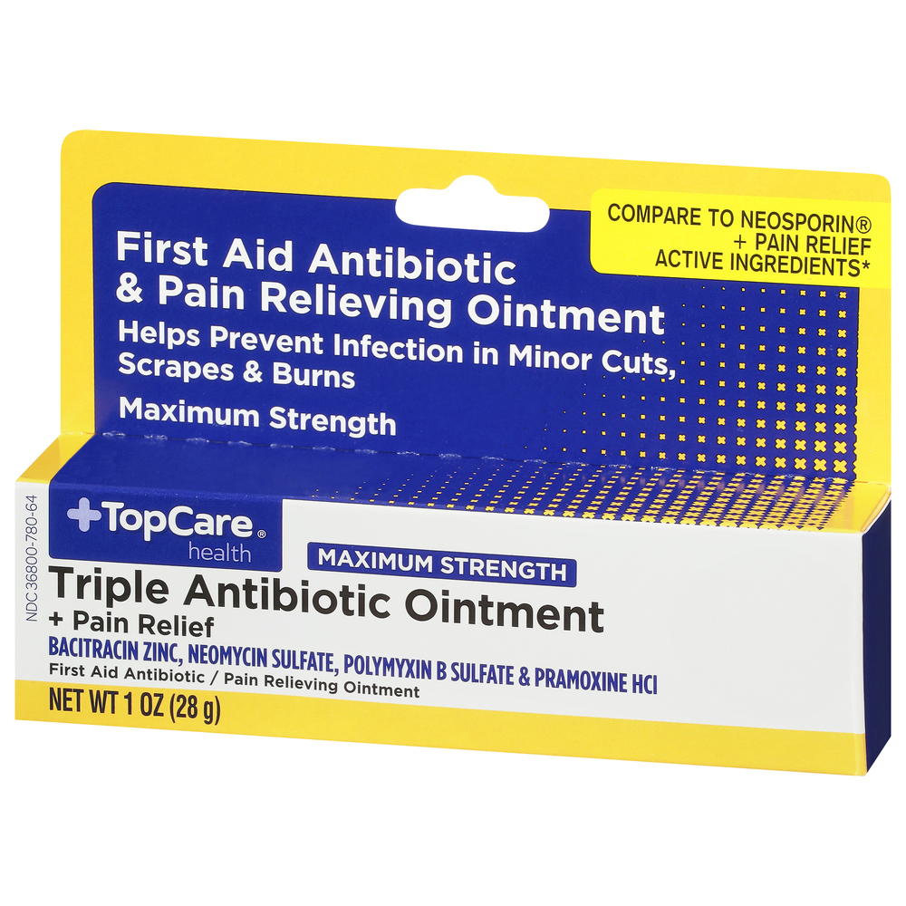 TopCare Health Triple Antibiotic Ointment + Pain Relief, Maximum StrengthFrontRightElevated