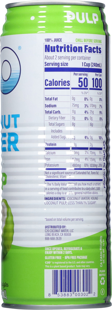 Amazon.com : C2O The Original Coconut Water w/Nutrients & Electrolytes,  Rejuvenating Plant-Based Hydration, the Original, 17.5oz cans (12-Pack) :  Everything Else