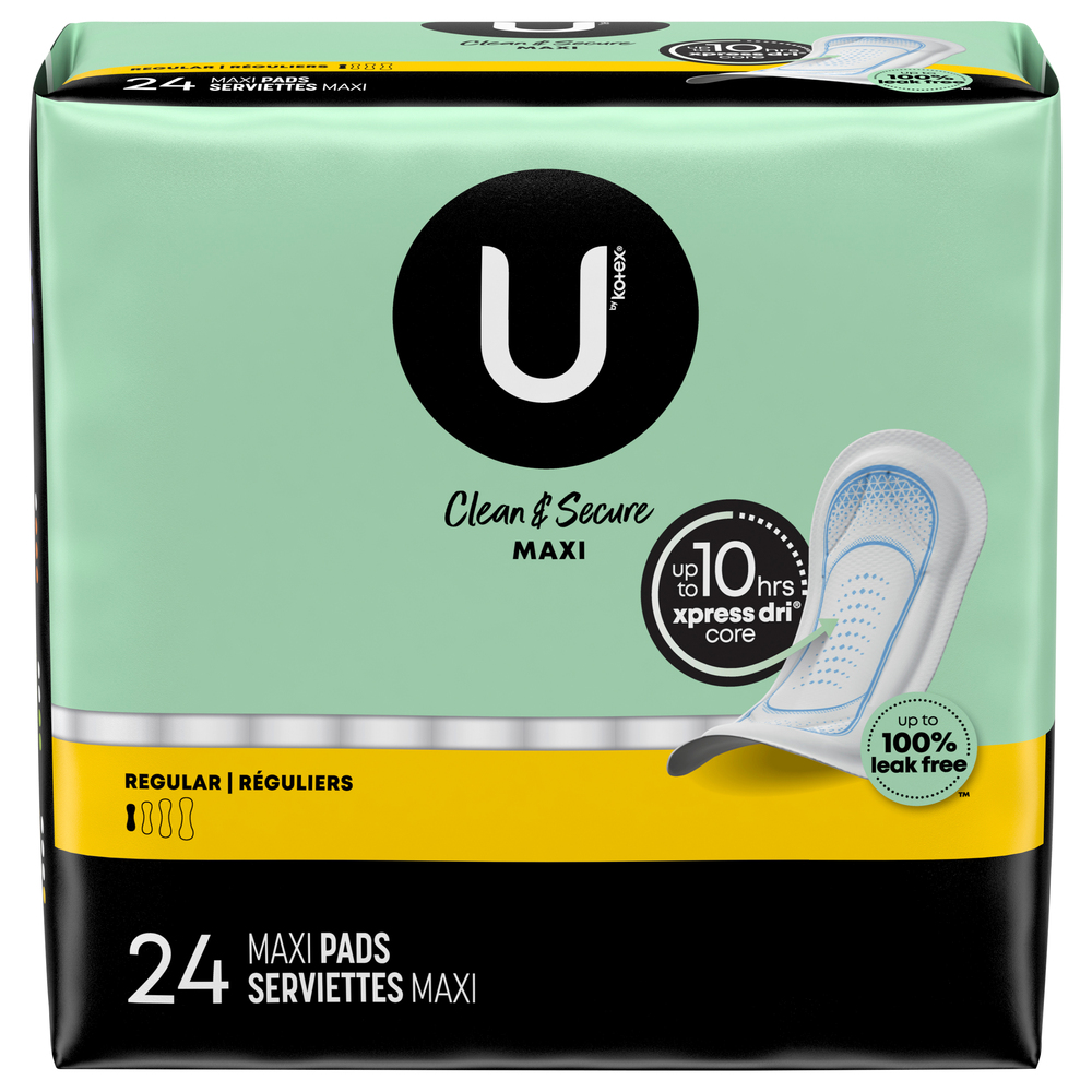U by Kotex Clean & Secure Pads, Maxi,