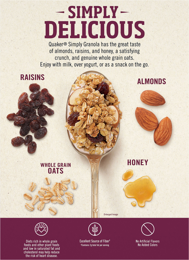Quaker Simply Granola, Oats, Honey, Raisins & AlmondsPlanogramBack