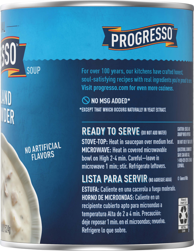 thumbnail image 2 of Progresso Traditional Manhattan Clam Chowder Soup – 19 Oz Cans (Pack Of 4) 2 of 4