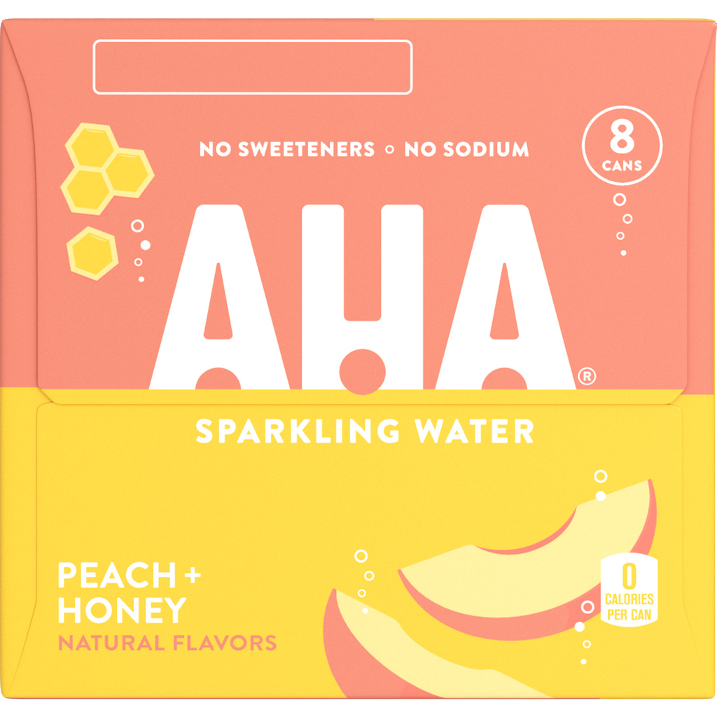 AHA Sparkling Water, Peach + Honey, 8 PackMain