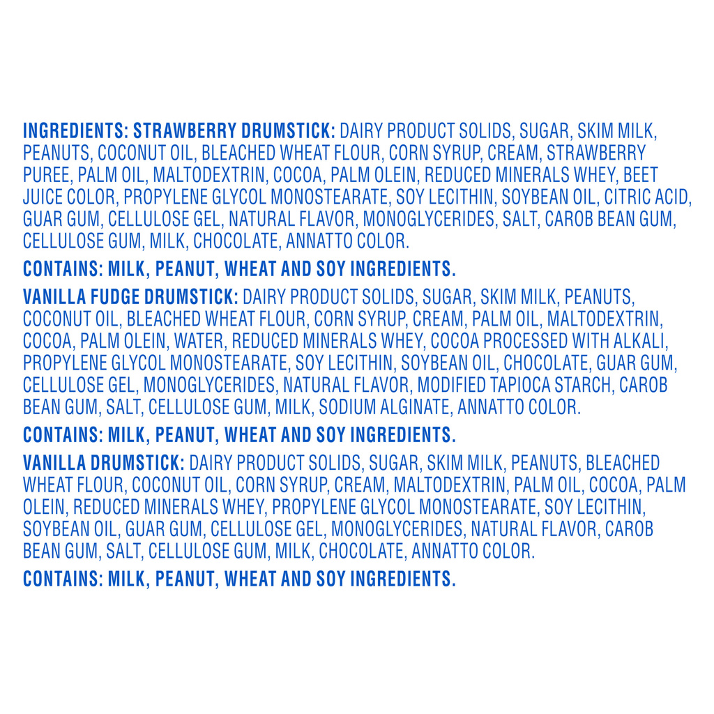 Nestle Drumstick Super Nugget Sundae Cones, Variety PackIngredients