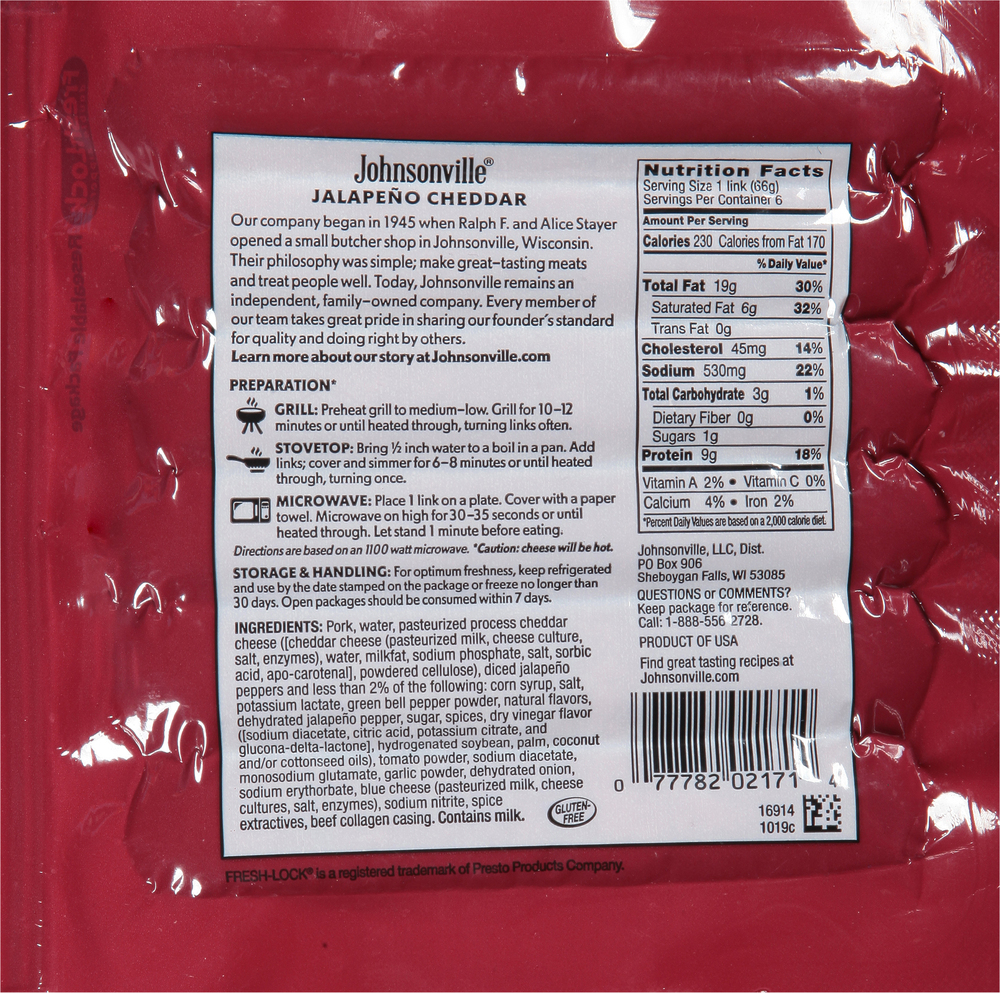 Johnsonville jalapeno cheddar brats 2025