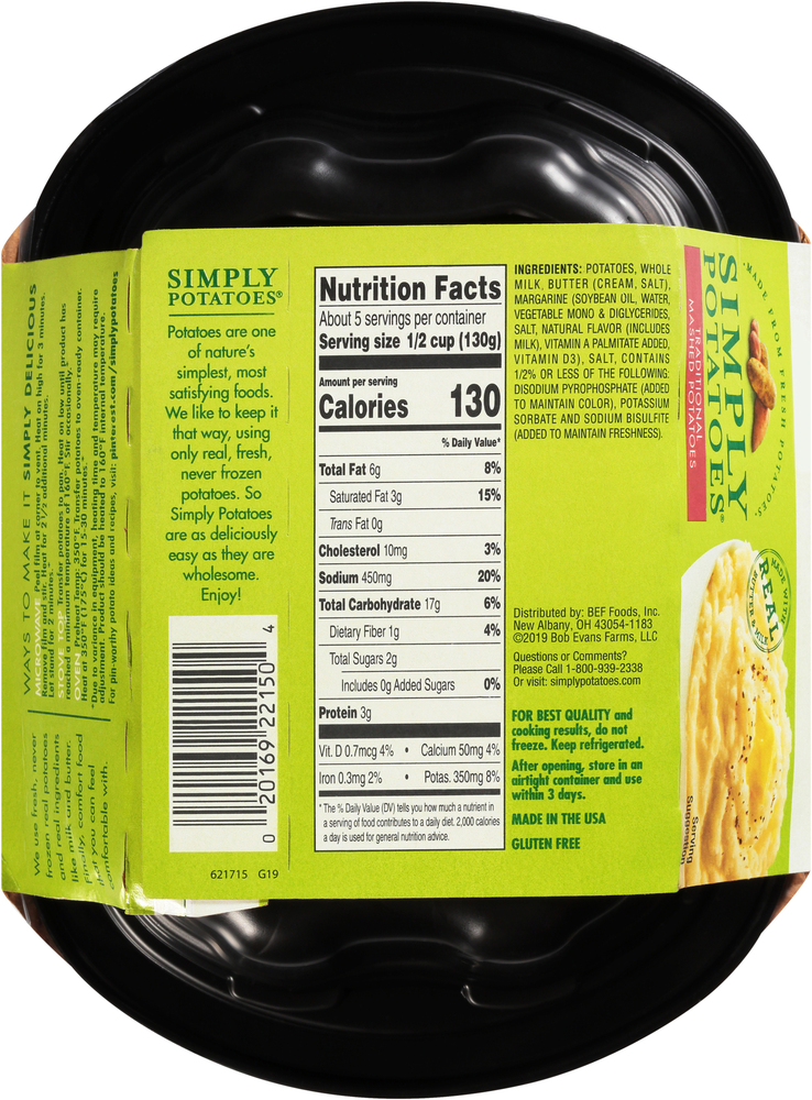 Simply Potatoes Traditional Mashed PotatoesPlanogramBack