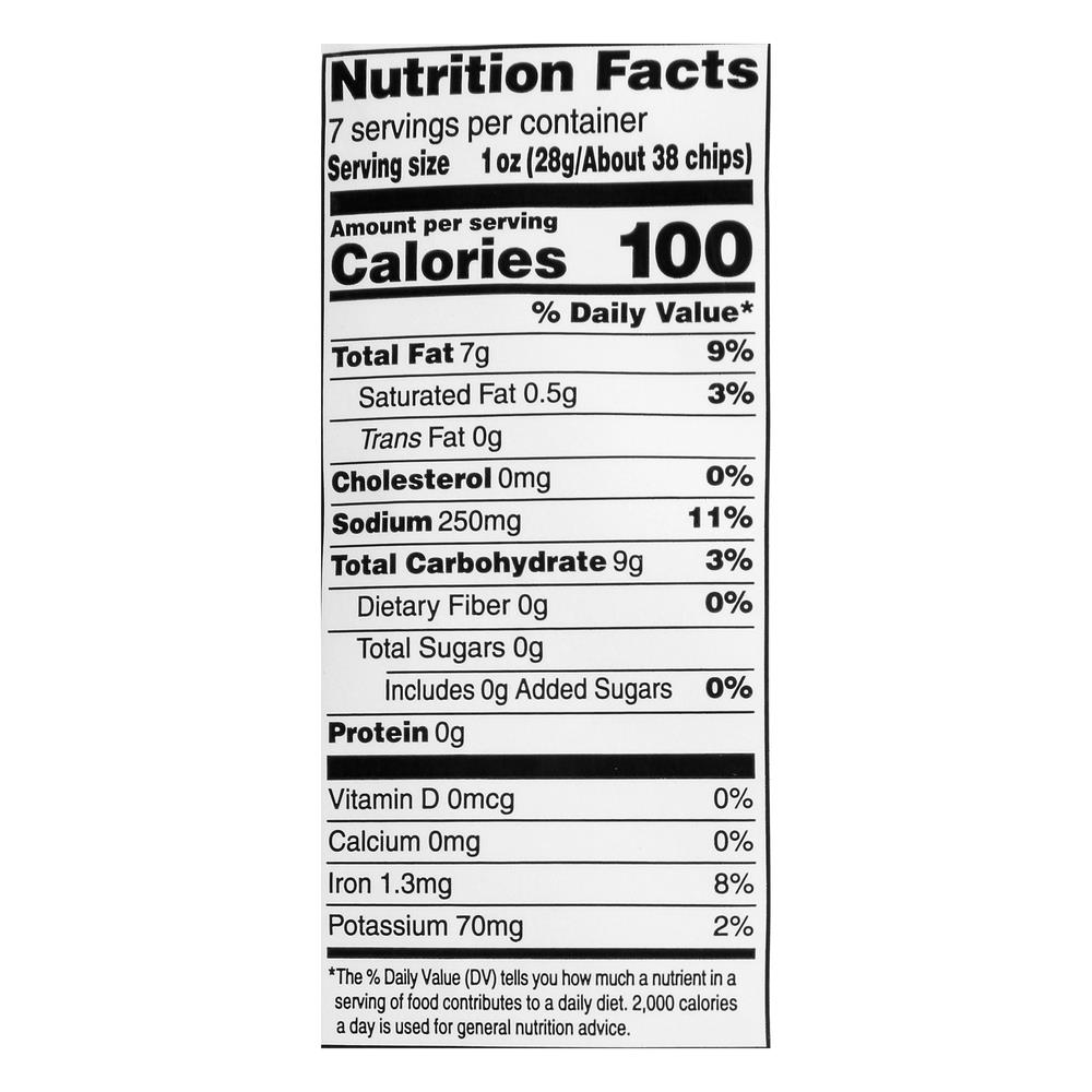 Raley's Sea Salt Veggie ChipsNutritionFacts
