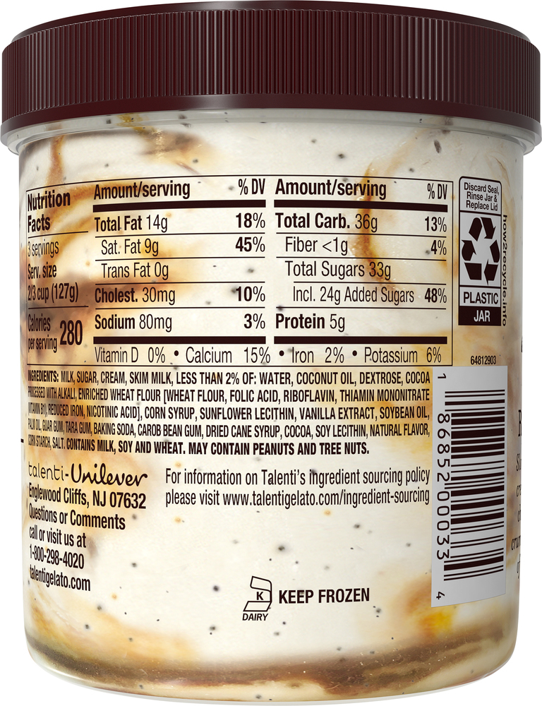 Talenti Gelato, Caramel Cookie CrunchPlanogramBack
