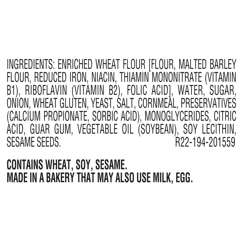 Sara Lee Deluxe Bagels, Onion, PreSlicedIngredients