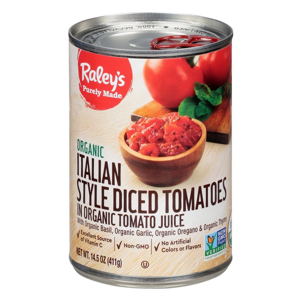 Raley's Purely Made Organic Italian Style Diced Tomatoes in Organic