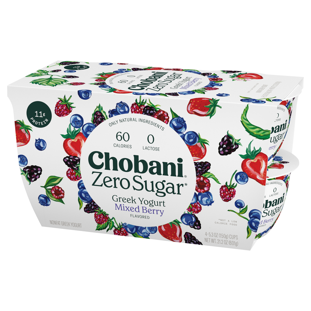 Chobani Yogurt, Greek, Nonfat, Zero Sugar, Mixed Berry FlavoredFront