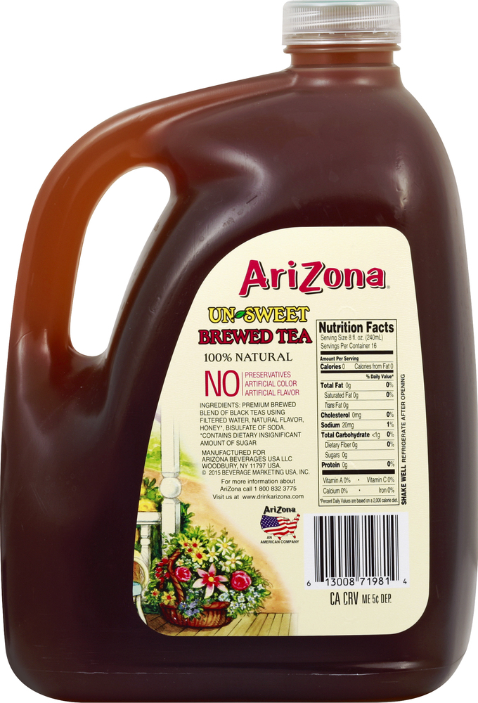 AriZona Tea, Unsweet, Brewed, Southern Style