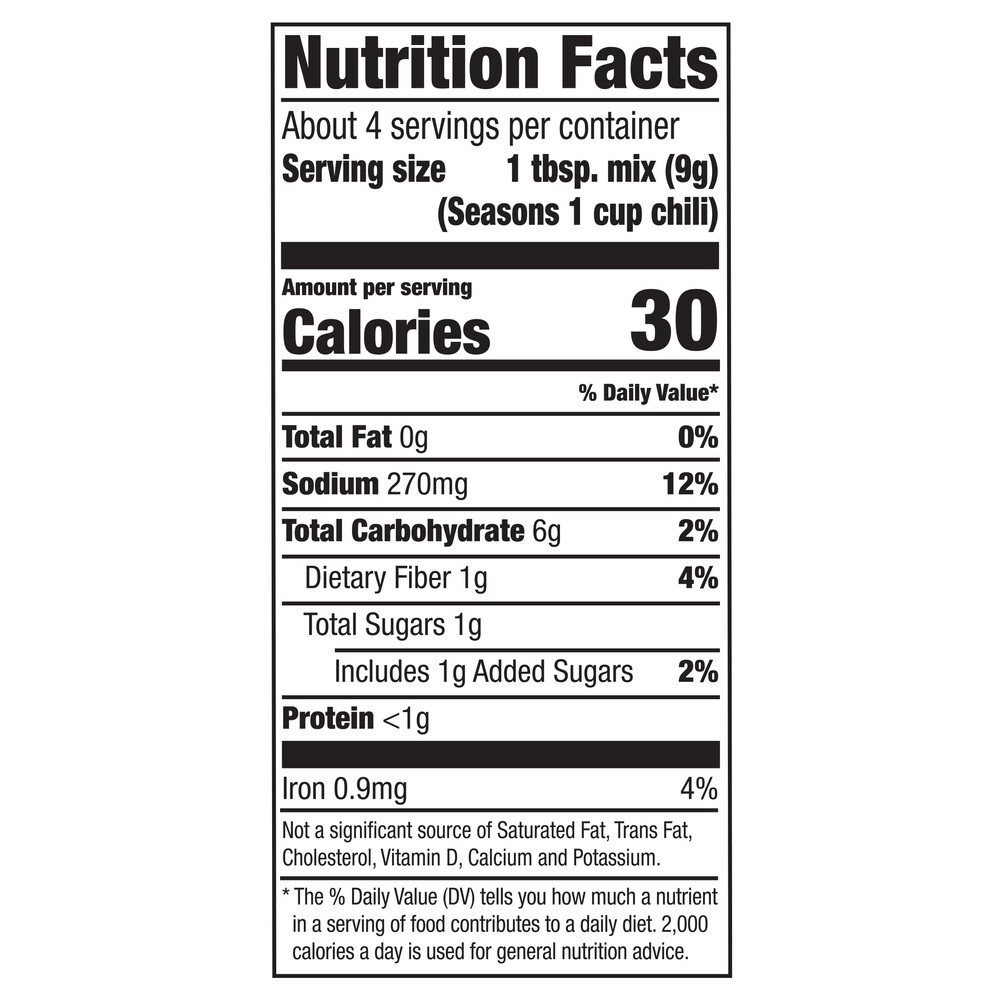 McCormick Seasoning Mix, Chili, MildNutritionFacts
