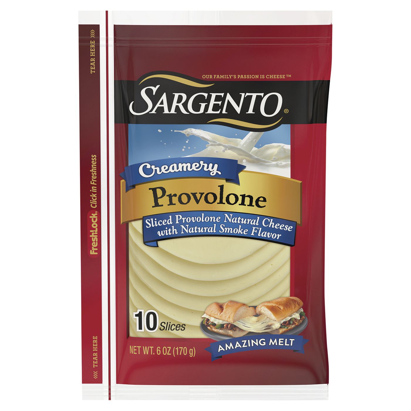 Sargento Cheese, Natural, Provolone, Creamery, SlicedMain
