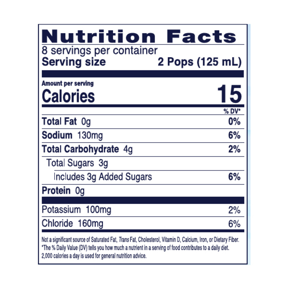 Pedialyte Freezer Pops Nutrition Facts