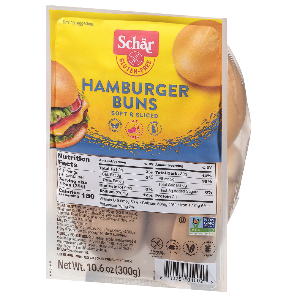 Schar Hamburger Buns, Gluten-Free-Front-Right-Elevated