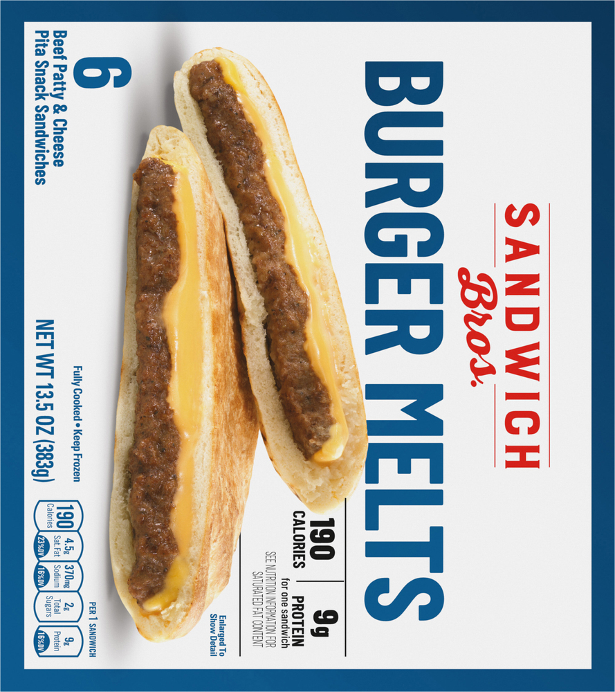 Sandwich Bros. Sandwiches, Burger MeltsPlanogramBack