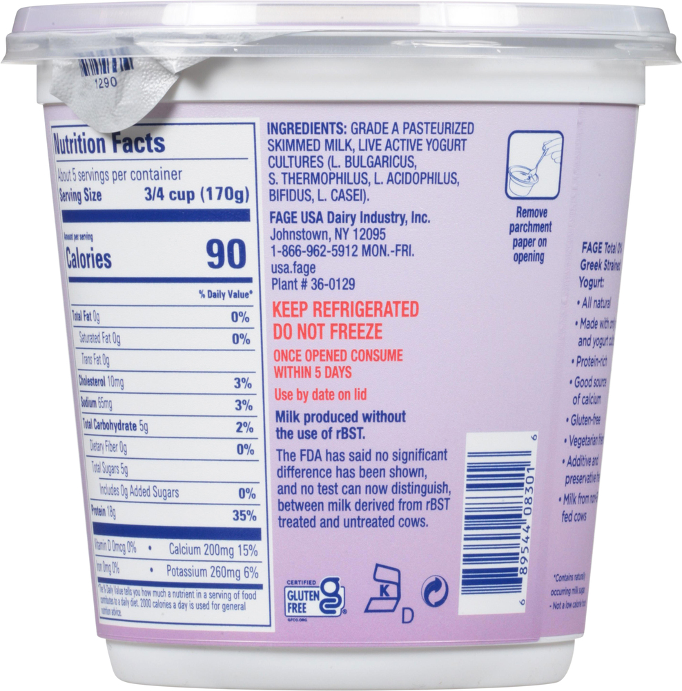 Fage Total Yogurt Greek Nonfat Strained Planogram Back Fage Total Yogurt Greek Nonfat Strained Planogram Back