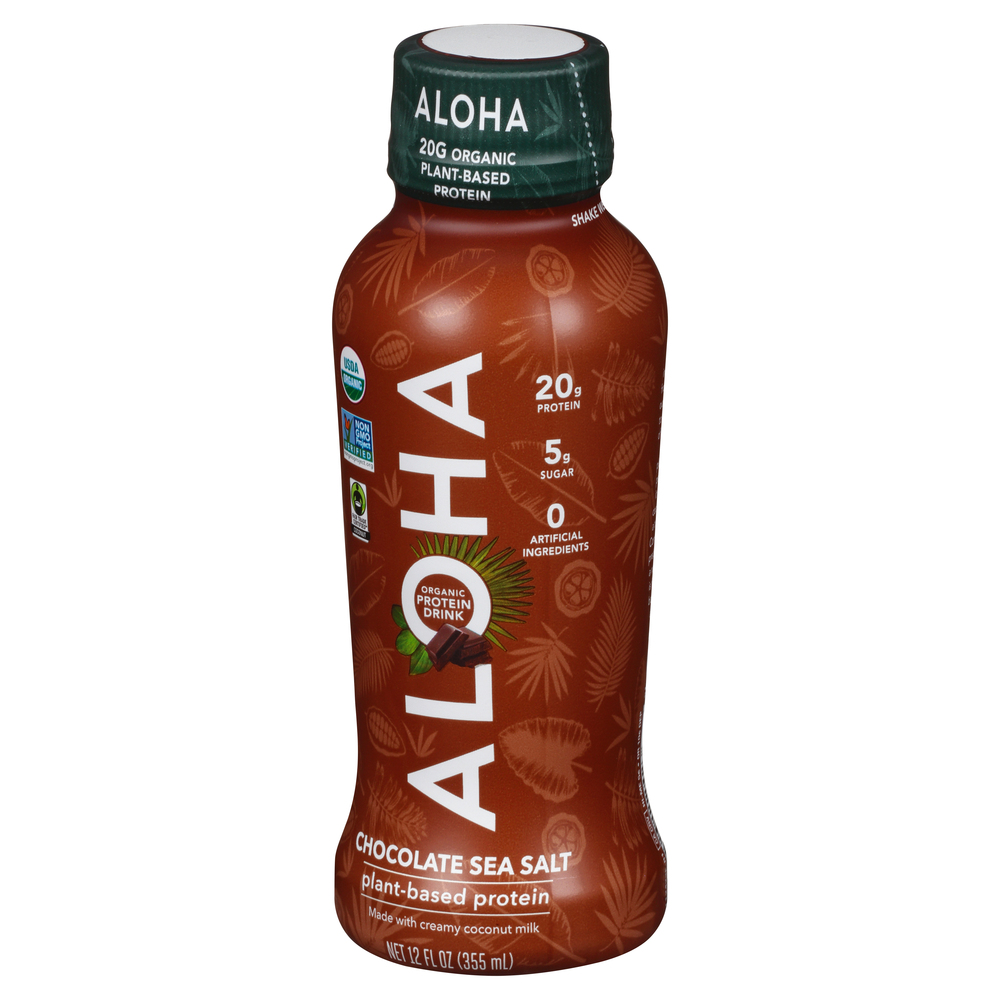 Aloha Protein Drink, Plant-Based, Organic, Chocolate Sea Salt