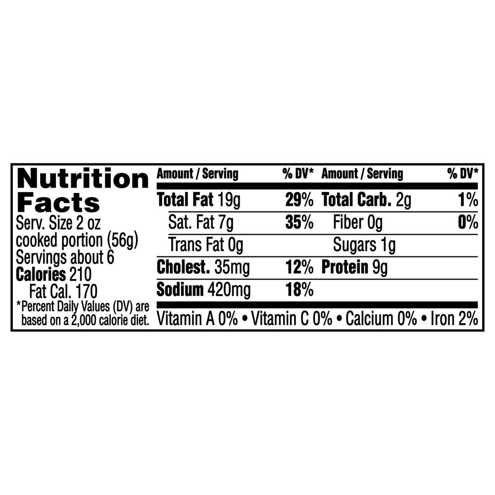 Jimmy Dean Premium Pork Regular Breakfast Sausage Roll, 16 ouncesNutritionFacts
