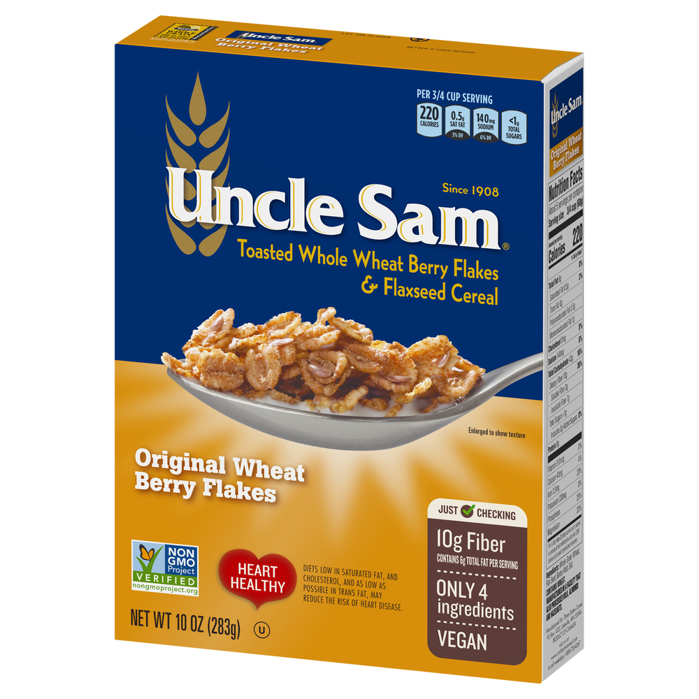 Uncle Sam Cereal, Original Wheat Berry FlakesFrontRightElevated