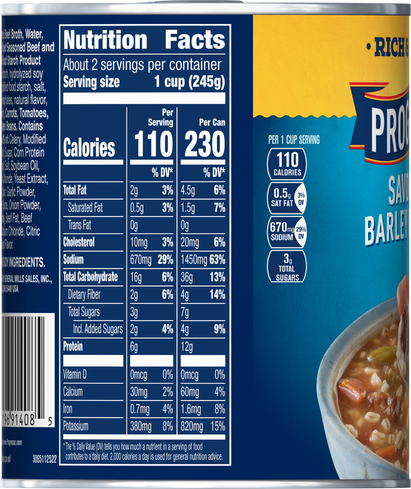 Progresso Rich & Hearty Savory Beef Barley Vegetable Soup-Planogram-Left