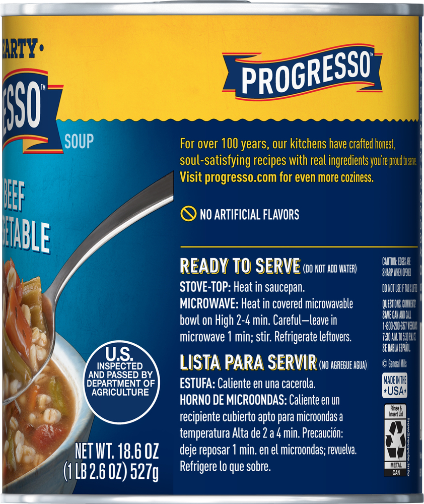 Progresso soup savory beef barley vegetable rich hearty planogram right