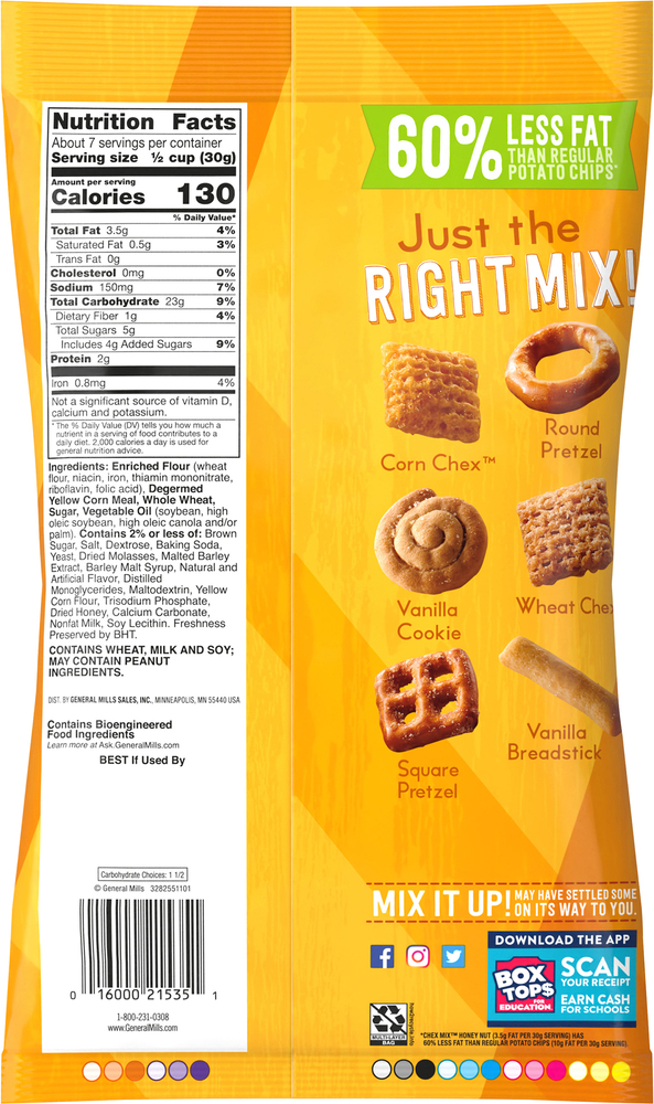 Chex Mix Snack Mix, Sweet & Salty, Honey Nut-Planogram-Back