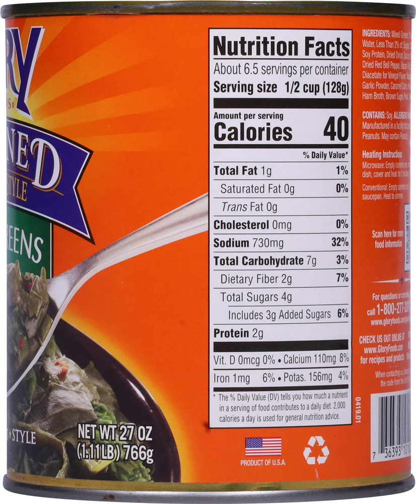 Glory Mixed Greens, Seasoned, Southern StylePlanogramRight