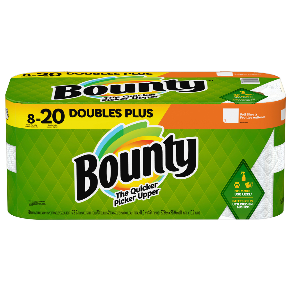  Bounty Quick Size Paper Towels, White, 8 Family Rolls = 20  Regular Rolls : Health & Household