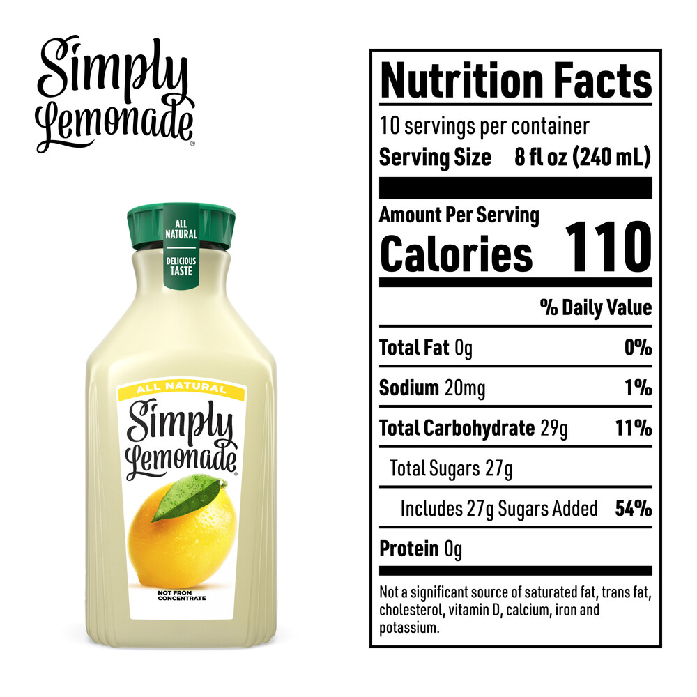 Simply Lemonade BottleNutritionFacts