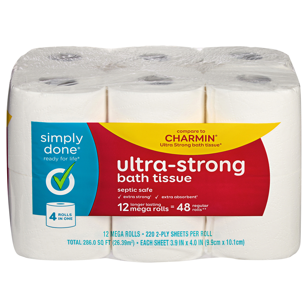 Simply Done Bath Tissue, UltraStrong, Mega, 2 PlyMain